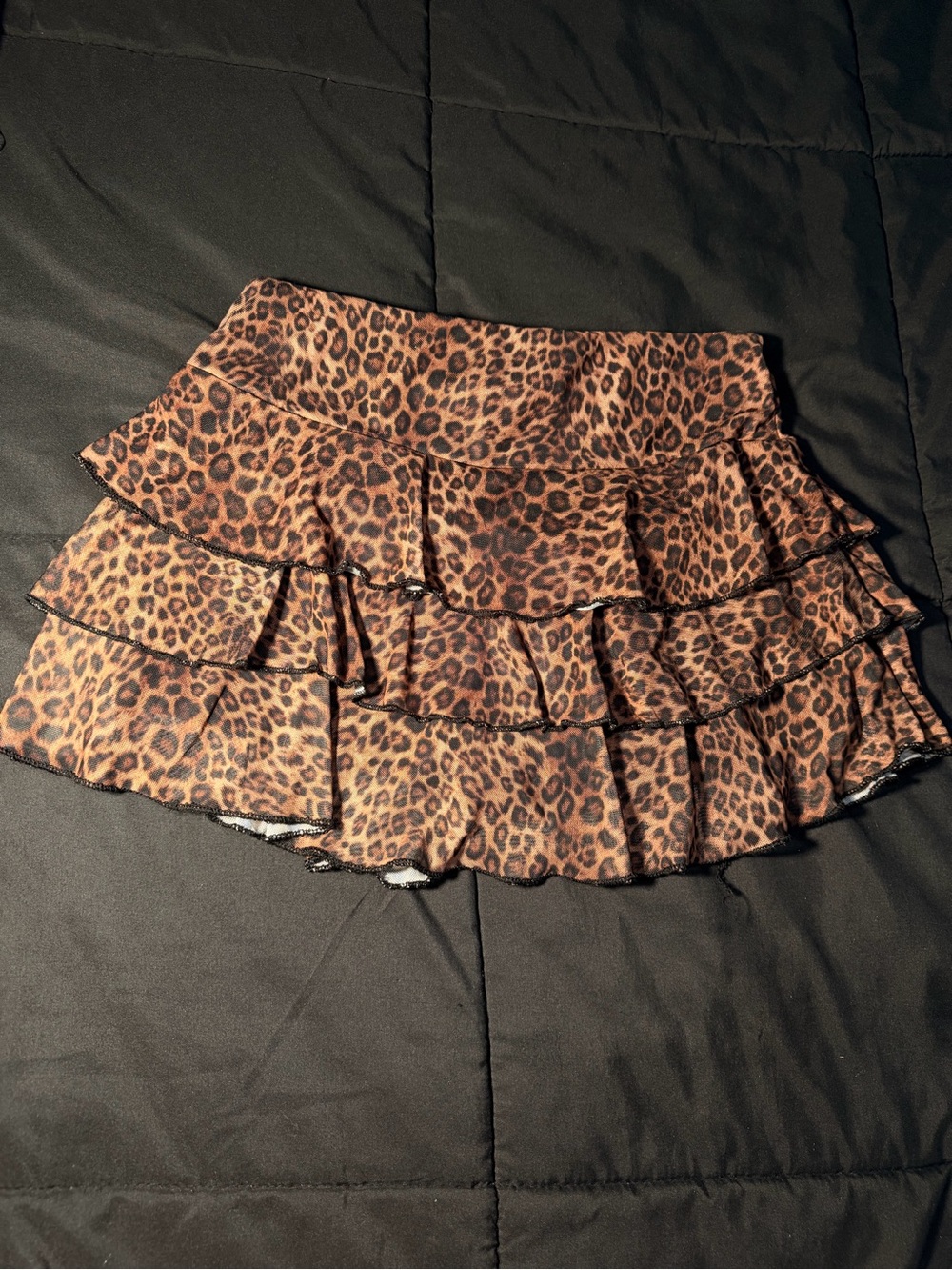 Papermoon Leopard Print Ruffle Skater Skirt - Brown